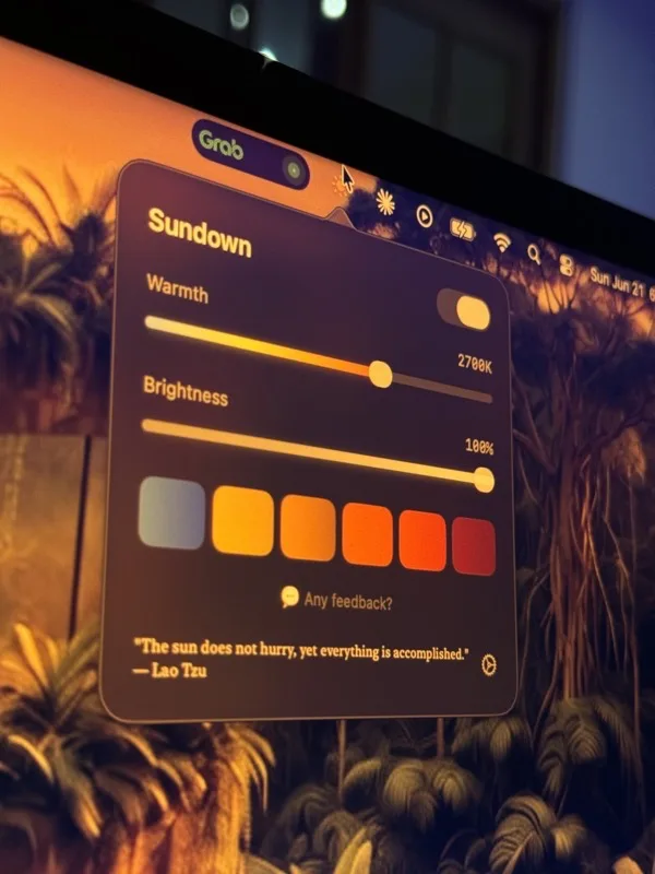 Warm amber display light from Sundown
